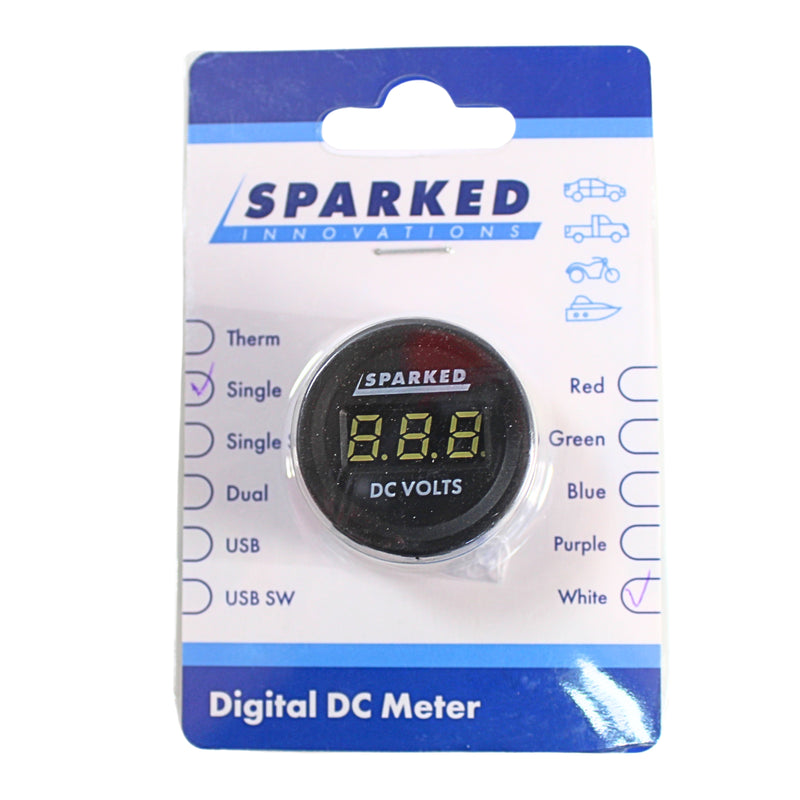 Sparked Innovations Single Display 12V DC Voltmeter Battery Voltage Monitor