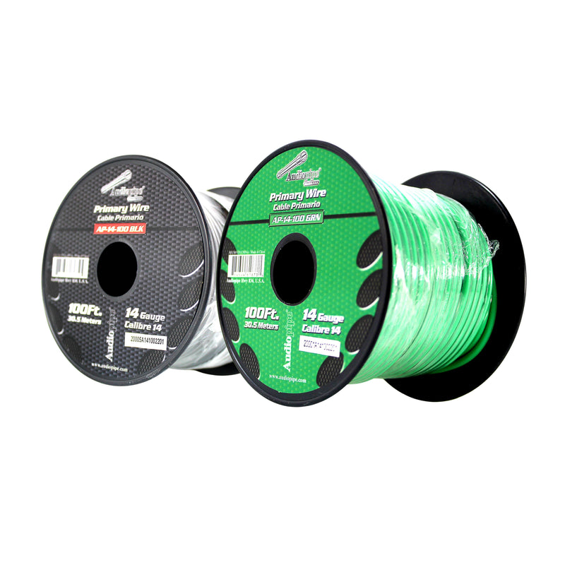 14 GA 100 FT Green Black Stranded Spools of CCA Primary Power Ground  Wire Cable