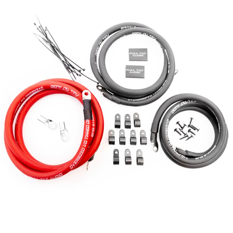 Full Tilt 0 AWG Red & Black Big 3 Wiring Upgrade Kit for Car Audio