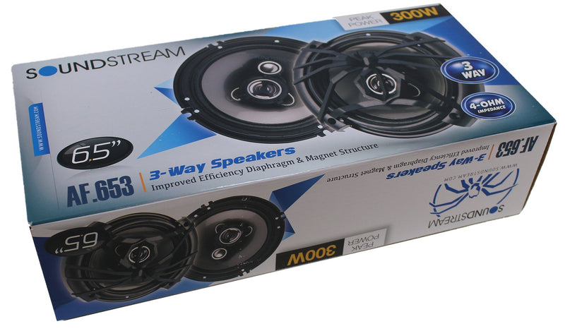 Pair of SoundStream Arachnid 6.5" 300W 4 Ohm 3 Way Coaxial Speakers AF.653