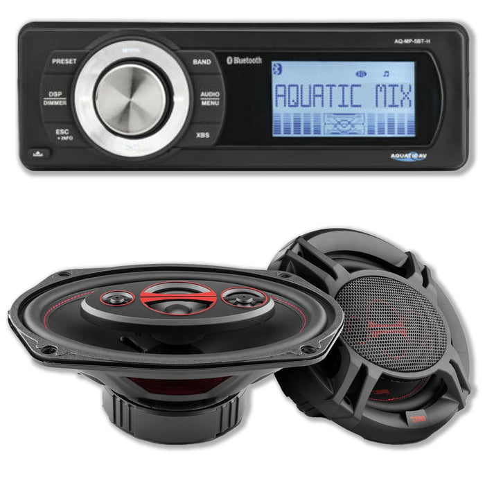 Aquatic Harley Motorcycle Bluetooth Single Din Stereo /w Free DS18 6X9 Speakers