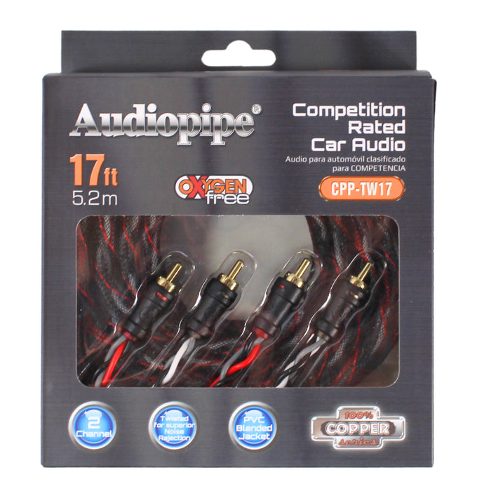 Audiopipe 17ft 2 Channel OFC Interconnect Cable RCA CPP-TW17