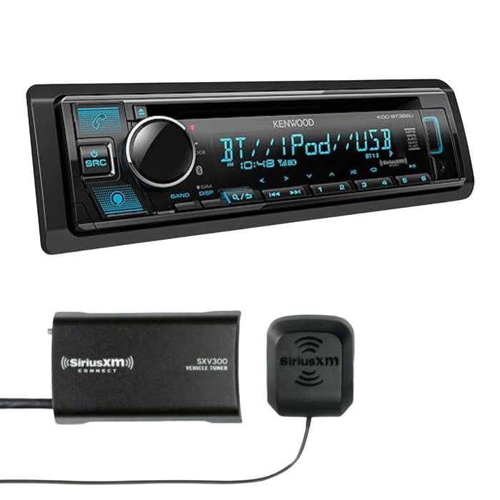 Kenwood Single DIN CD Car Stereo KDC-BT35 Plus SiriusXM Tuner Kit SXW300V1