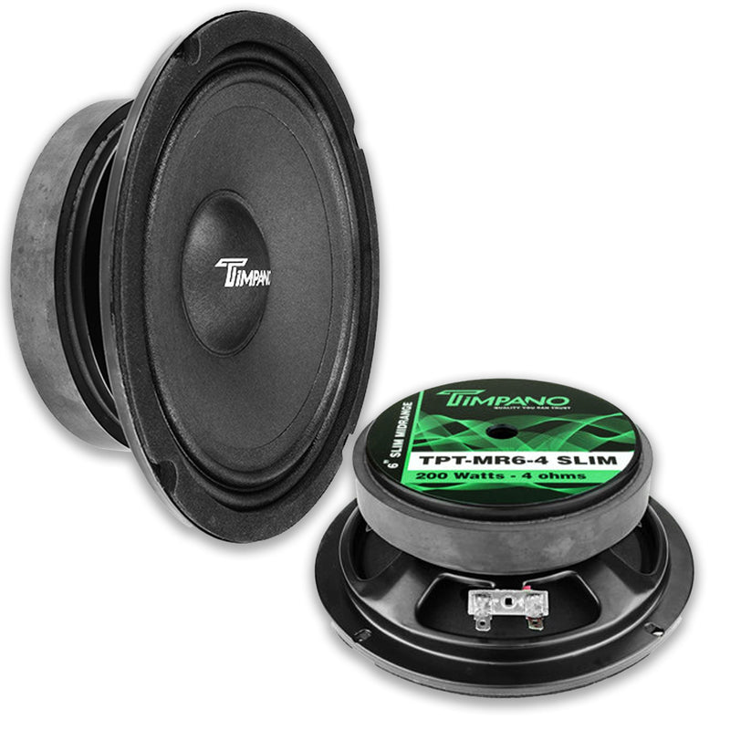 Pair of Timpano 6.5" Midrange Speaker Slim w/ Super Tweeter Black 640W  4 Ohm