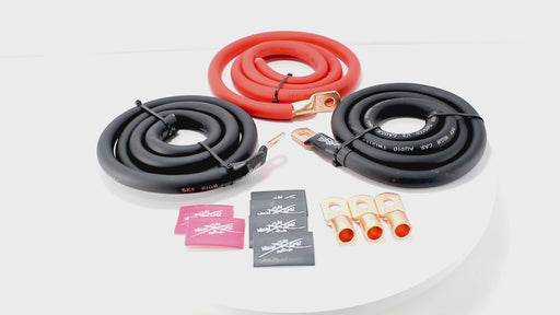thumbnail interactive-video image 1 of Sky High Car Audio 1/0 Gauge OFC Amp Wiring Kit & Big 3 Upgrade Kit - Red & Black Power Cables 1 of 9