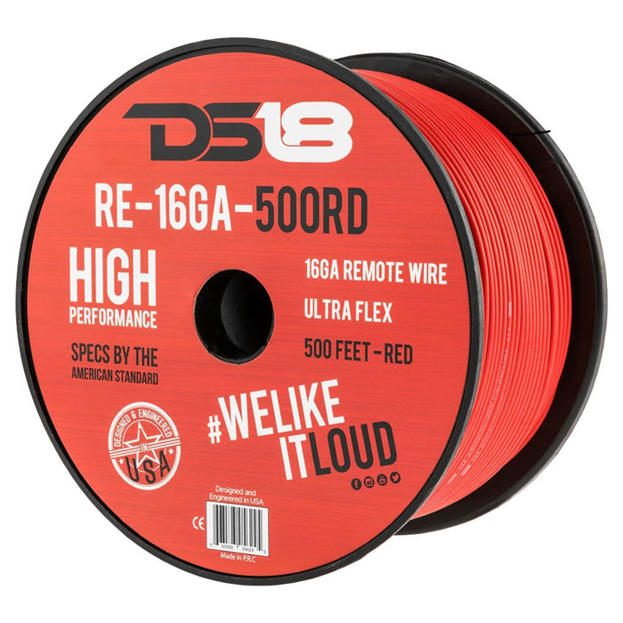 DS18 Car Audio 16 AWG Copper Clad Aluminum CCA Remote/Primary Wire Red