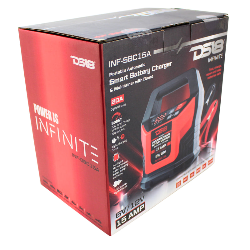 DS18 15A Automatic Smart Lithium AGM Battery Charger & Maintainer INF-SBC15A