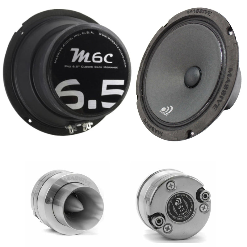 2x Massive CT4 1" 120W 4Ohm Bullet Tweeters+ 2x 6.5" Shallow Midrange Speakers