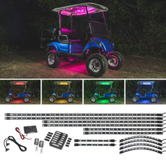 LEDGlow 12pc Million Color Light Kit 4-Seater Golfcart Wireless Water Resistant