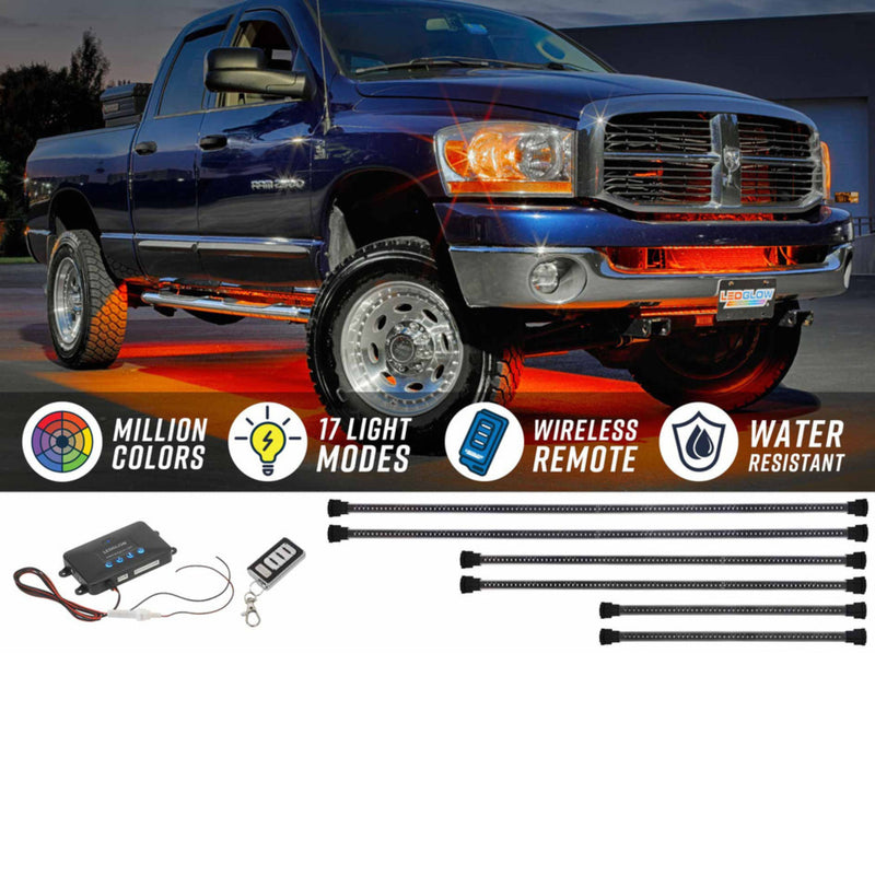 LEDGlow 6pc Million Color Wireless LED Truck Underbody Lighting Kit 3528 LEDs