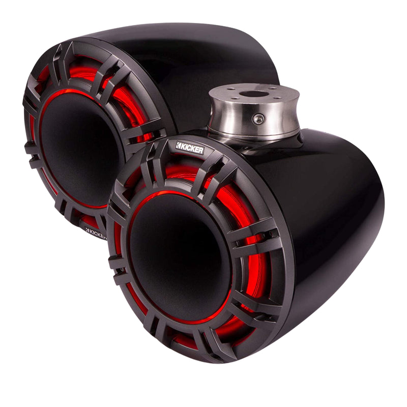 Kicker Pair of Black 11" 600W HLCD Marine Wake Tower Speakers 47KMFC11
