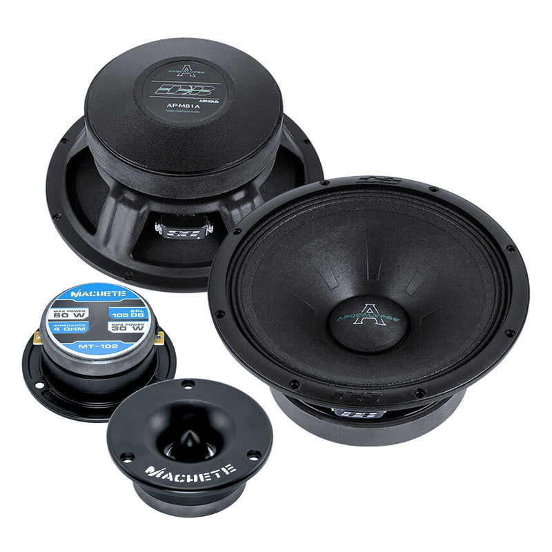 Pair of Deaf Bonce 8 Midrange Speakers 600W 4 Ohm w/ 1" Bullet Tweeters 240W