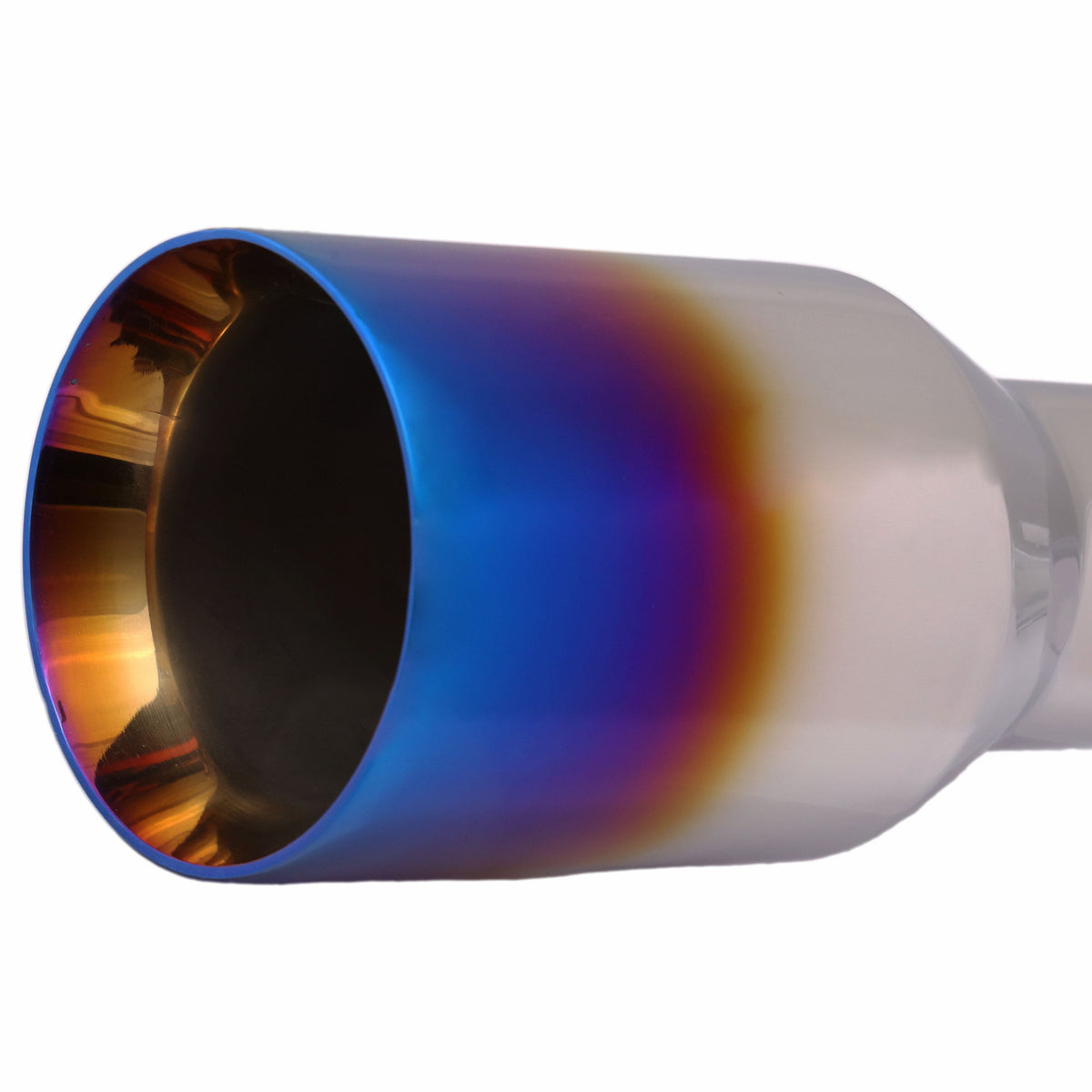Engine Flame Mach Rings Mach-Speed Single Round Double Wall Straight Cut Blue Flame Exhaust Ti ...