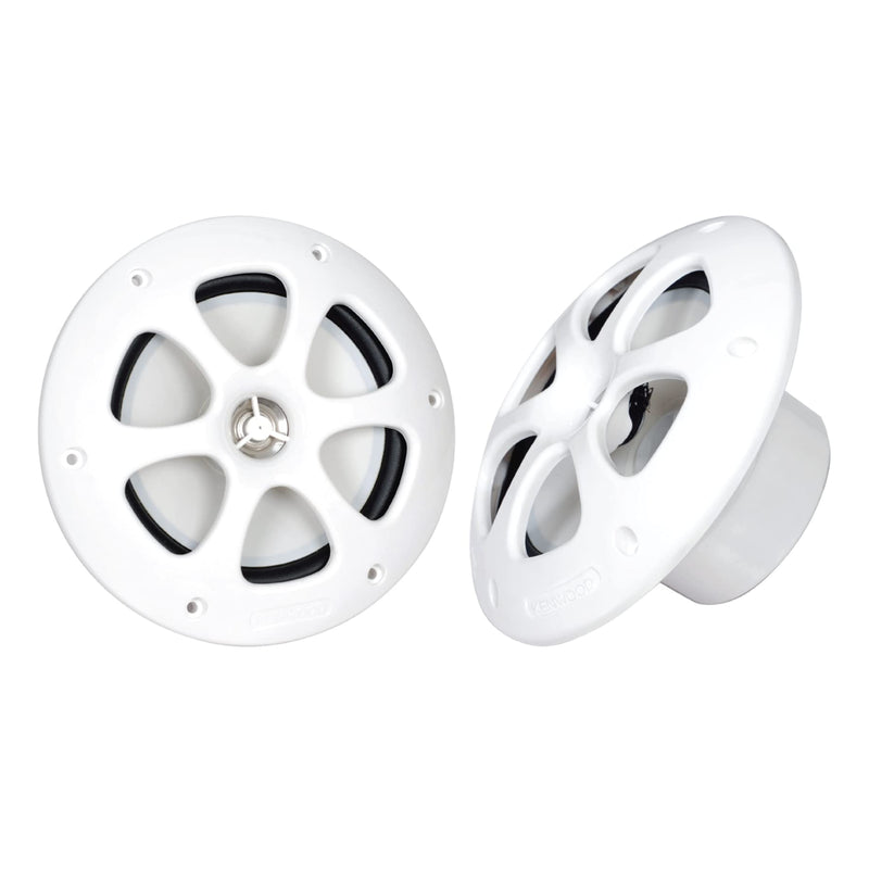 Pair of White Kenwood 6.5" 30W RMS 4-Ohm 2 Way Coaxial Marine Speakers