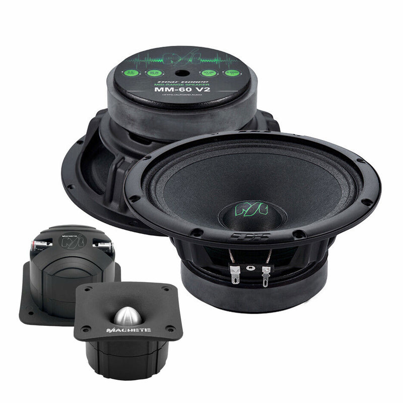 Pair of Deaf Bonce 6.5 Midrange Speakers 180W 4 Ohm w/ 1" Bullet Tweeters 160W