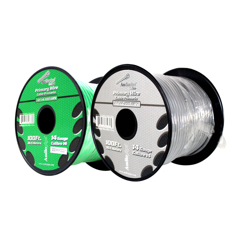 14 GA 100 FT Green Gray Stranded Spools of CCA Primary Power Ground  Wire Cable