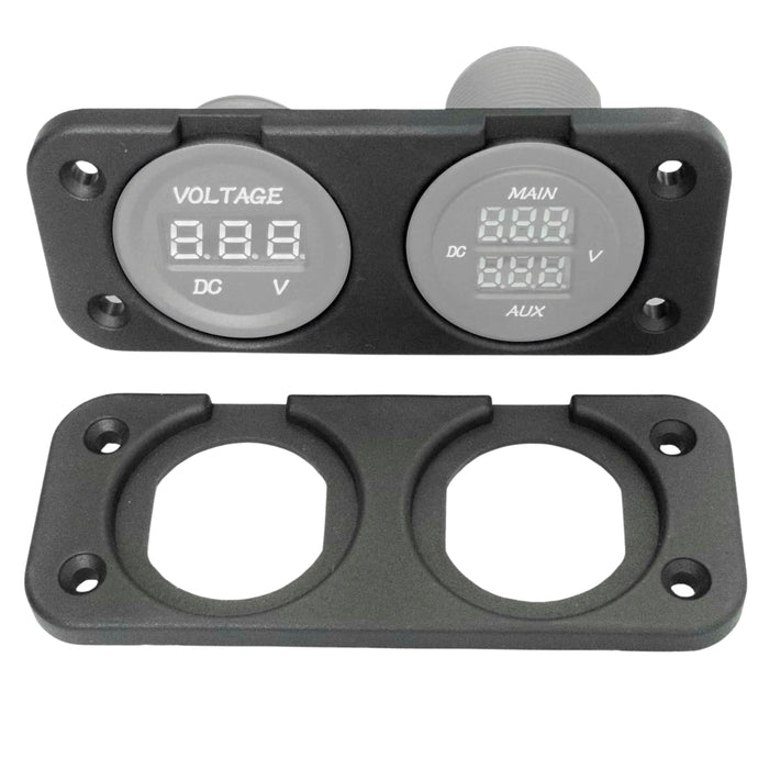 Sparked Innovations ABS Dual Voltmeter Gauge Panel Mounting Plate Black JH-DS5