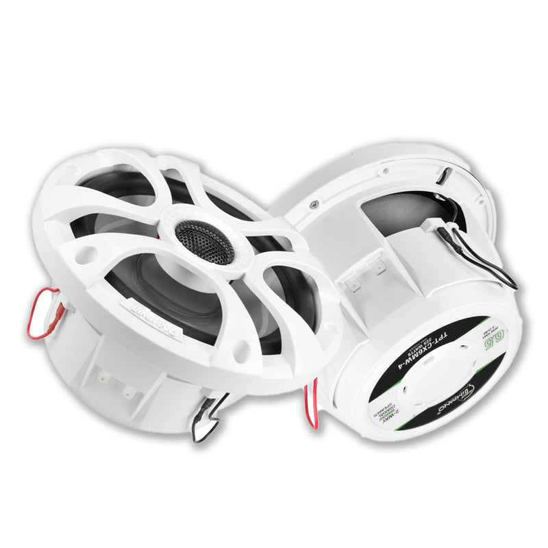 Timpano 6.5 Inch 450 Watt 4 Ohm 2-Way Coaxial Marine Speakers White TPT-CX6MW-4