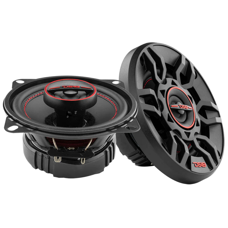 DS18 G4Xi Pair of 4" 4 Ohm 2-Way Coaxial Speakers 120W Peak Black / Red