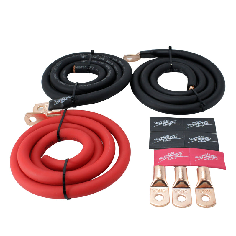 Sky High Car Audio BIG 3 Wiring Upgrade Kit OFC 0 Ga Red Power Black Ground