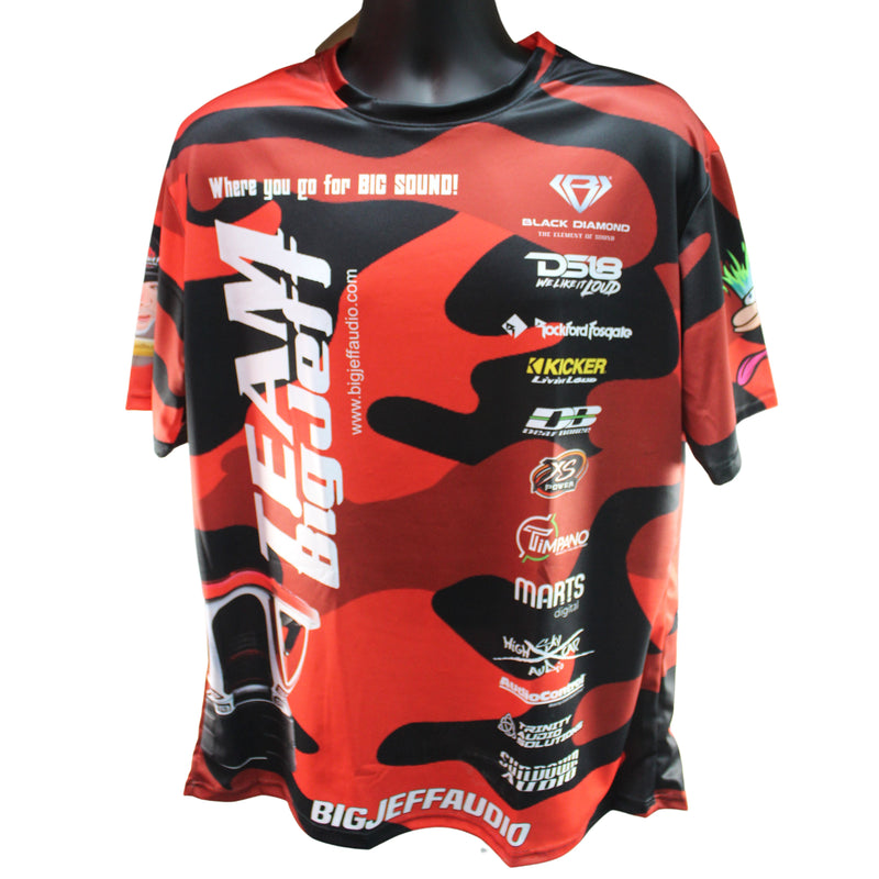 Big Jeff Audio Team Red/Black Camo Full Color T-Shirts