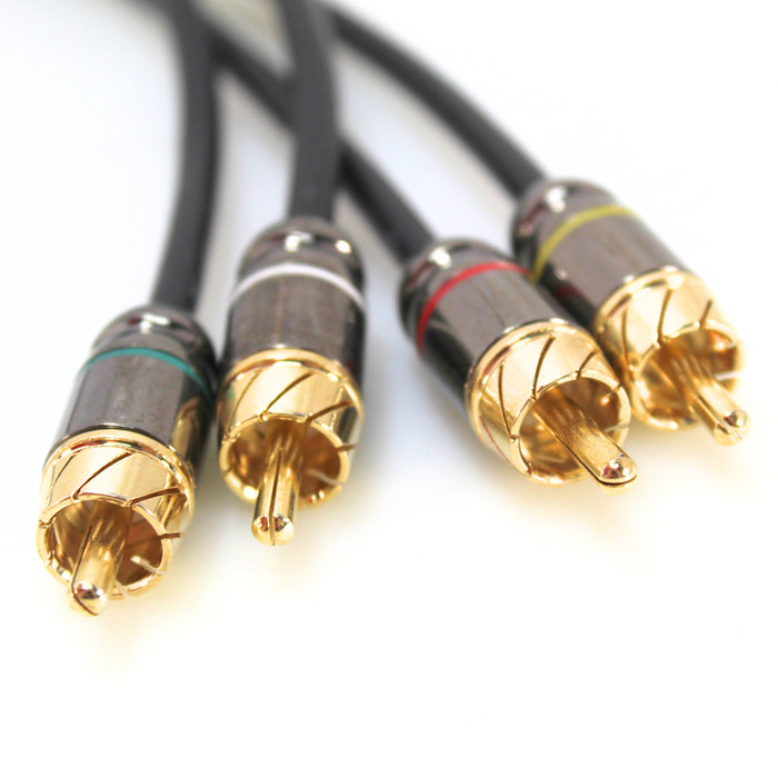 Full Tilt 10 Foot 4 Channel HQ Gold Plated Color-Coded RCA Car Audio Cable