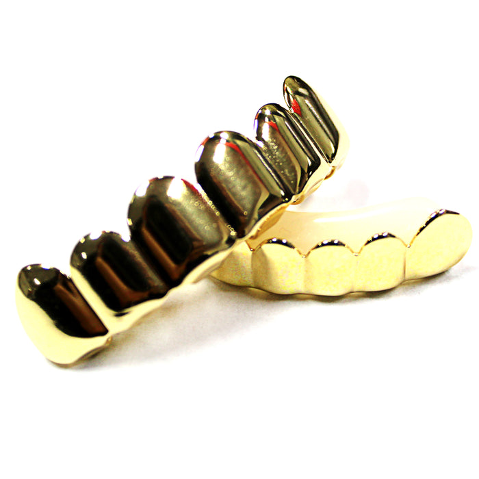 Official Big Jeff Audio Gold Plated Hater Hip Hop Top & Bottom 6 Teeth Grillz