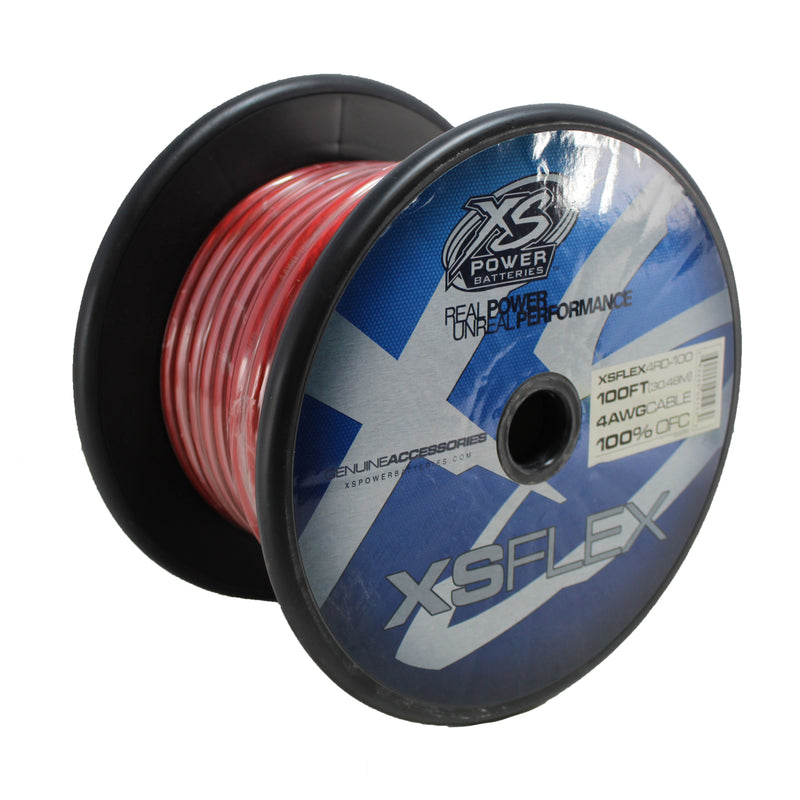 XS Power 4 AWG 100% OFC XS Flex Power/Ground Wire Red Lot Cut By The Foot