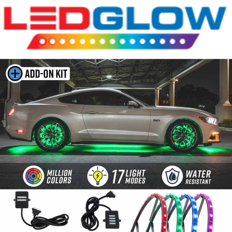 LEDGlow 4pc 15.5" LED Wheel Ring Add-On Lighting Kit For Wireless Underbody Kits