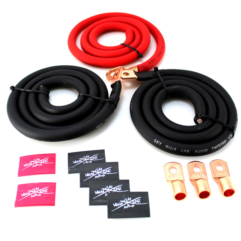 Sky High Car Audio BIG 3 Wiring Upgrade Kit CCA 0 Ga Red Power Black Ground