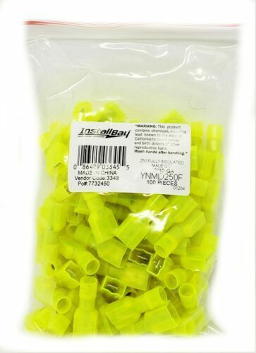 Install Bay 500pcs 10-12 AWG Female Insulated Nylon Quick Disconnect Yellow