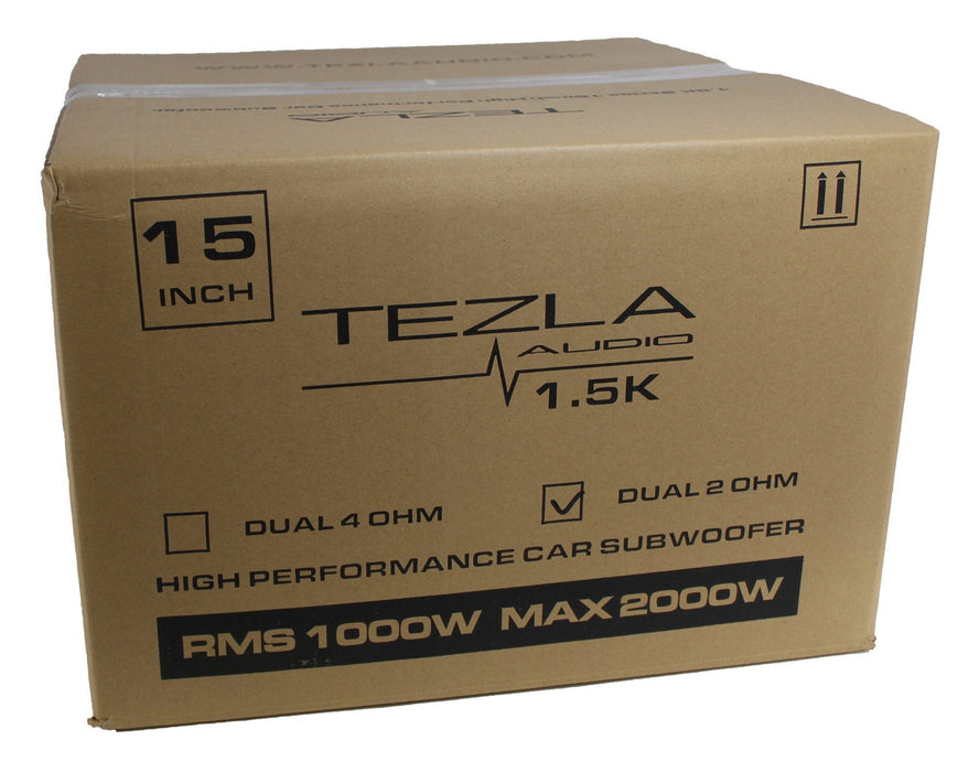 Tezla Audio 15" 1.5K Series 2000W Dual 2 Ohm Subwoofer TZV1-15D21.5K