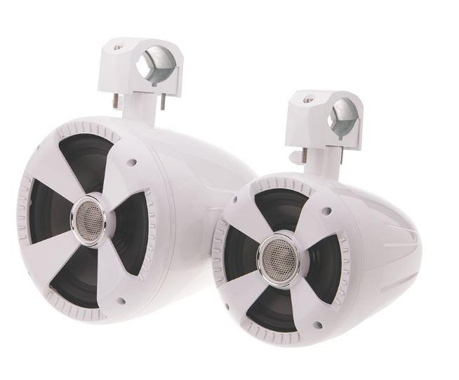 Pair of Soundstream White 8" 600 Watt Marine Boat Wake Tower Speakers WTS-8W