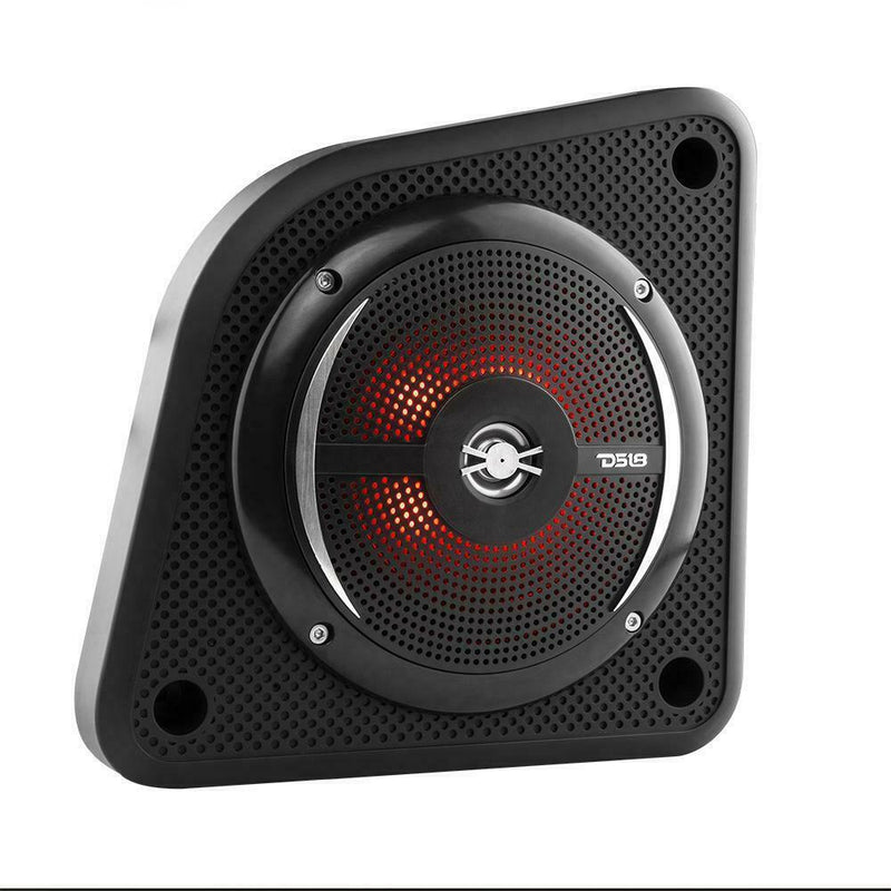 Pair of DS18 6.5" 100W 4 Ohm 2-Way RGB Slim Marine Speaker w/ Enclosure EN6SLIM