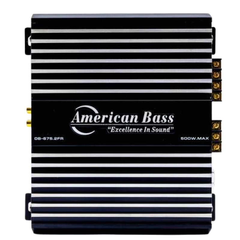 American Bass DB-675.2 2 Channel 500W 2 Ohm Car Audio Amplifier main image top view