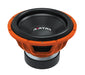 Avatar Tsunami Series 15" 3000W RMS 2-Ohm DVC Orange Subwoofer / AT-STU-1546-D2 top down side angle view