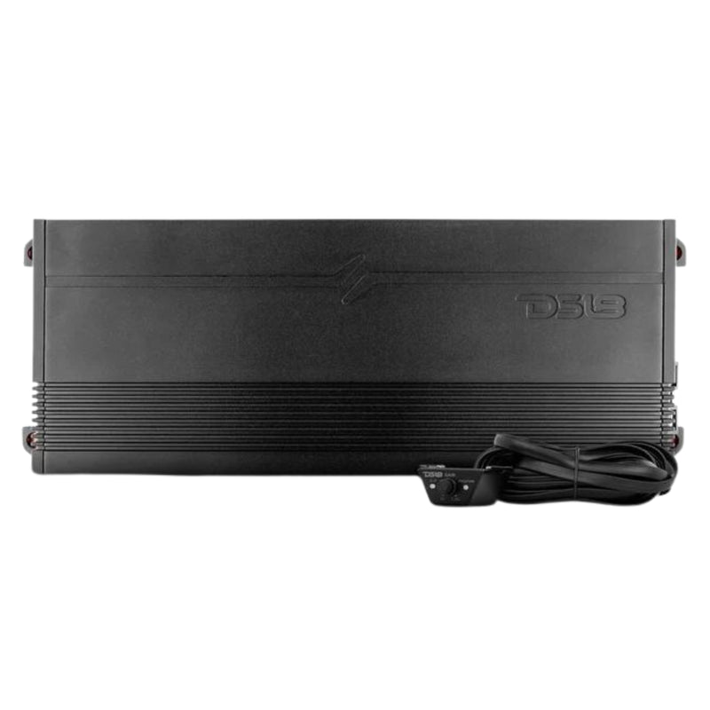 DS18 GEN-X 5-Channel 1480W RMS Class D Amplifier with bass knob, full-range power, and protection features. Clean, loud, and efficient.  Front Facing Amplifier