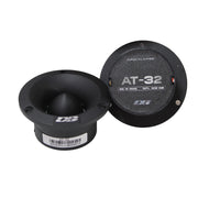 Pair of Deaf Bonce AT-32 tweeters displayed side by side, ideal for enhancing audio detail in car sound systems.