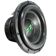 Side profile of the Deaf Bonce DB-SA252 D1 subwoofer highlighting the large surround and heavy-duty basket for superior performance and durability.
