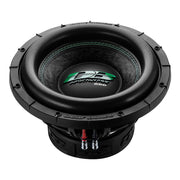 Front view of the Deaf Bonce Apocalypse DB-SA252 D2 12-inch subwoofer, featuring a reinforced cone and high-roll surround for deep, powerful bass.