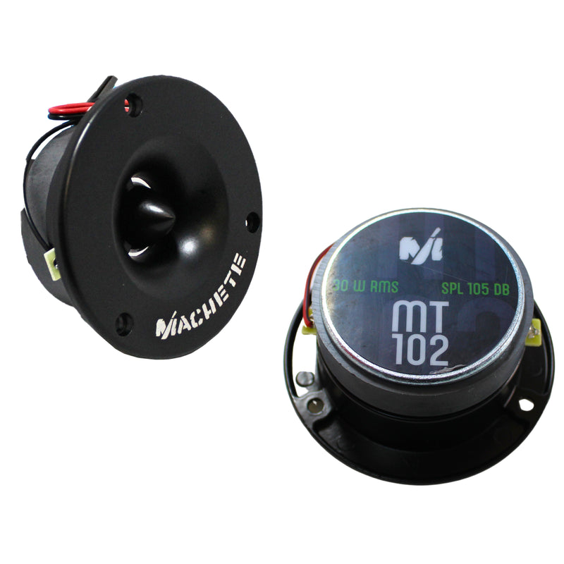 Deaf Bonce MACHETE Black 30W RMS 4-Ohm High Frequency Bullet Tweeters / MT-102 front and  bottom side view of the pair.