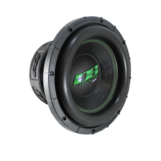  Front view of the Deaf Bonce Apocalypse SA302-D1 subwoofer showing its aggressive cone design, high-roll surround, and Apocalypse branding.