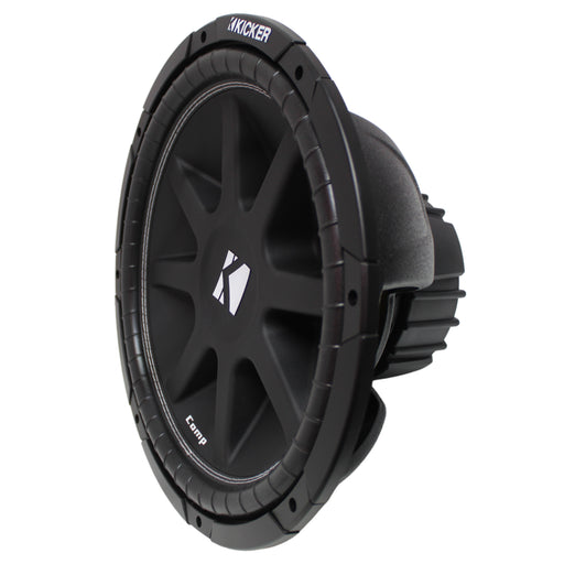 Kicker 43C154 Comp 15" subwoofer delivers deep bass at great value. Single 4-ohm voice coil, 250W RMS recommended, 500W peak power. Subwoofer Profile View