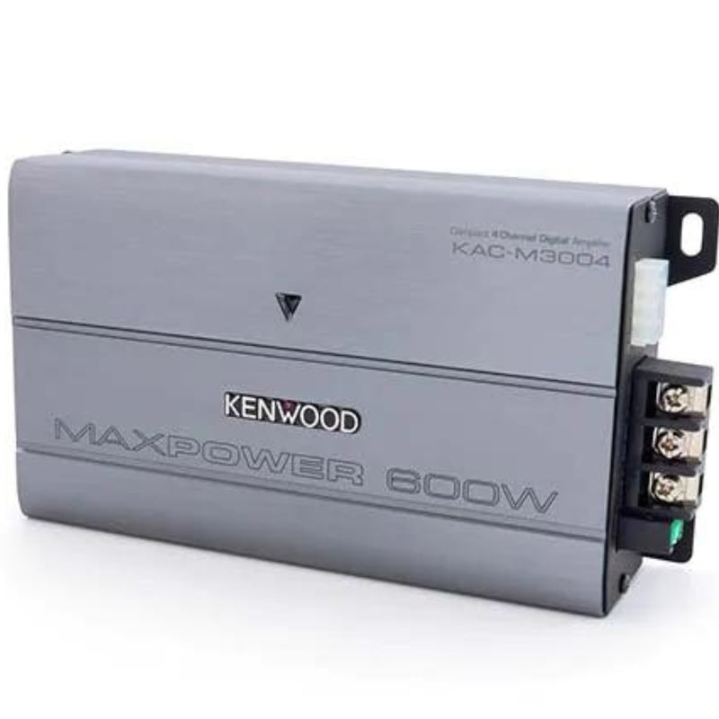 Kenwood KAC-M3004 4-Channel Amp – 50W RMS x4 @ 4Ω, 75W x4 @ 2Ω | Big Jeff Audio Top side angle view