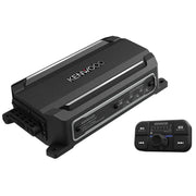 Kenwood KAC-M5024BT 4-Ch 75 Watt RMS x4 2-Ohm Marine Amp w/ BT Side angle top down view