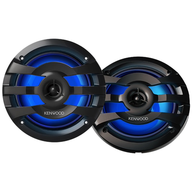 Pair of Kenwood 6.5" 2-way 4 Ohm 260W Max Marine Speakers W/ Built-in LED Lights