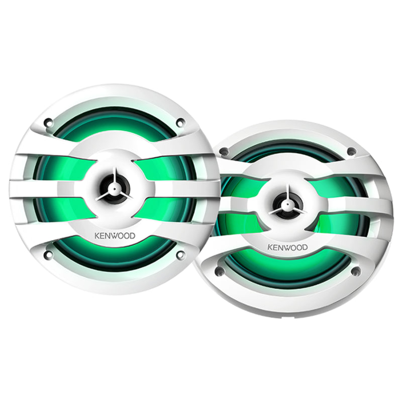 Pair of 6.5" 2-way 4 Ohm 75W Marine Speakers w/Built-in LED Lights (White)