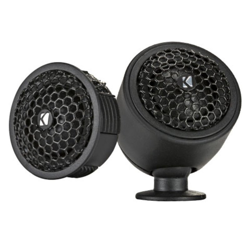 Upgrade your highs with Kicker 46KST2004 KS tweeters. 3/4" silk dome, 65W RMS, 4 ohm, flush/surface mount options, in-line crossover Tweeter Pair View