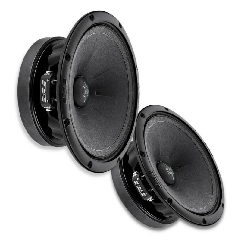 Pair of Deaf Bonce Apocalypse 6.5" Midrange Speakers 130W RMS 4-Ohm AP-M61SE Front side and front side angle view.