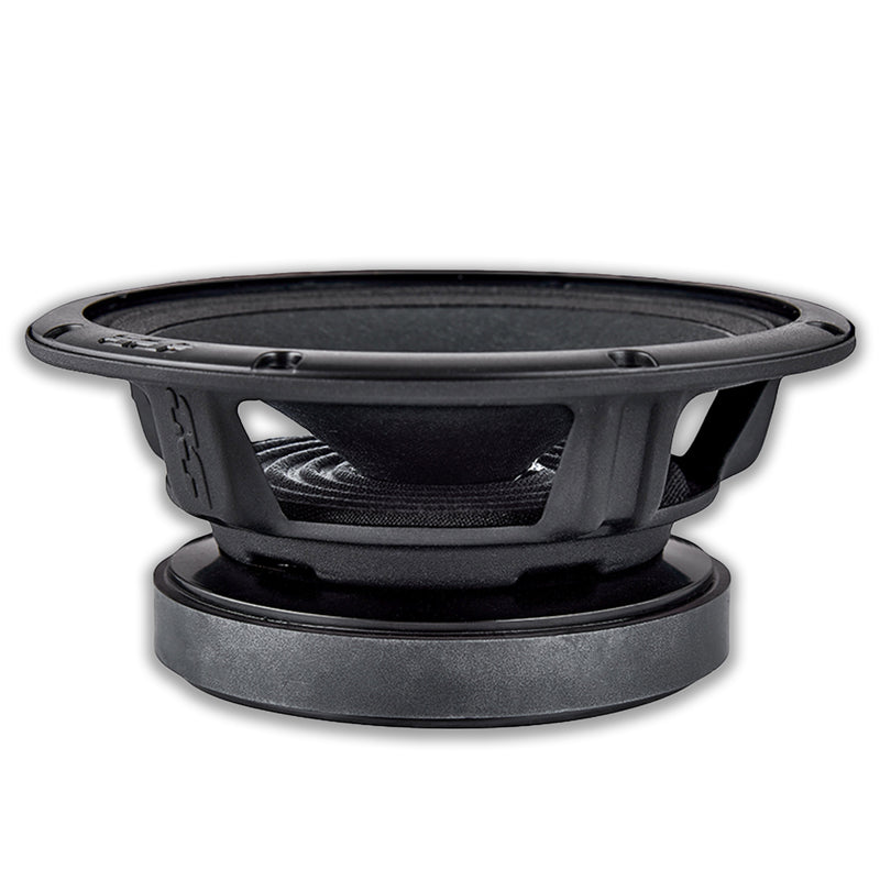 Pair of Deaf Bonce Apocalypse 6.5" Midrange Speakers 130W RMS 4-Ohm AP-M61SE top down side angle picture of a single speaker.